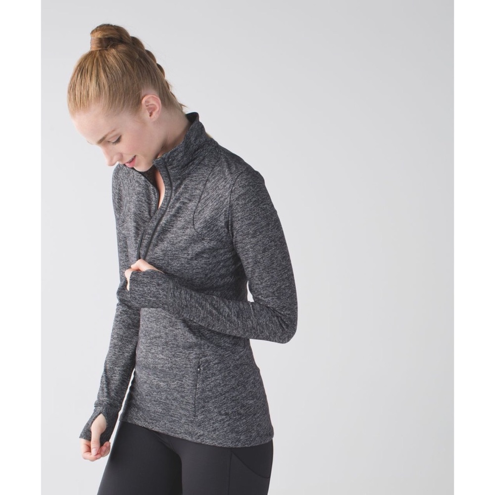 Lululemon Sz 6 Kanto Catch Me 1/2 Zip Pullover Jacket Running Gray Zip Pocket